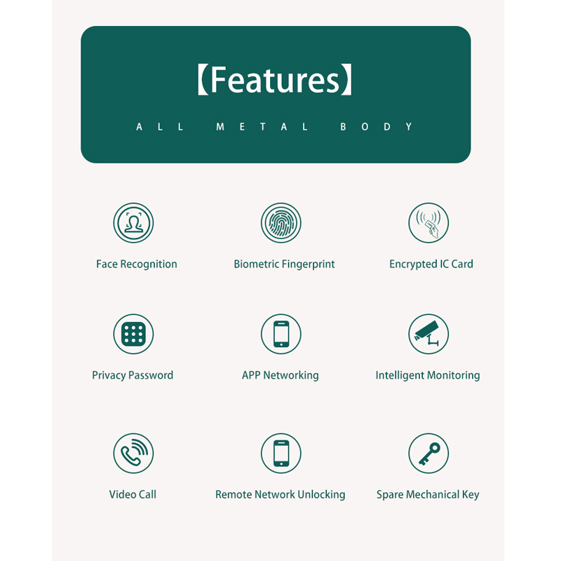 Fingerprint Password 3D Face Recognition Smart Lock Ic Card Audio-visual Anti-theft Fingerprint Smart Lock
