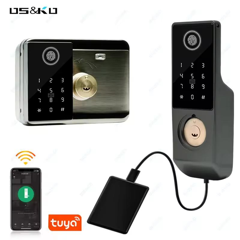 Waterproof IP65 S812-4 Ttlock Tuya WiFi Doorlock Biometric Fingerprint Card Password Key Smart Rim Door Lock