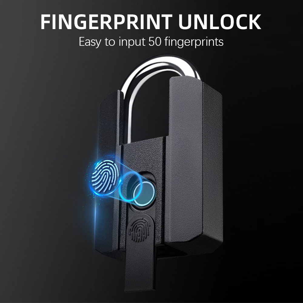 Wholesale IP67 Waterproof TT LOCK App Blue-tooth Biometric Fingerprint Storage Smart Padlock with Key for Gym