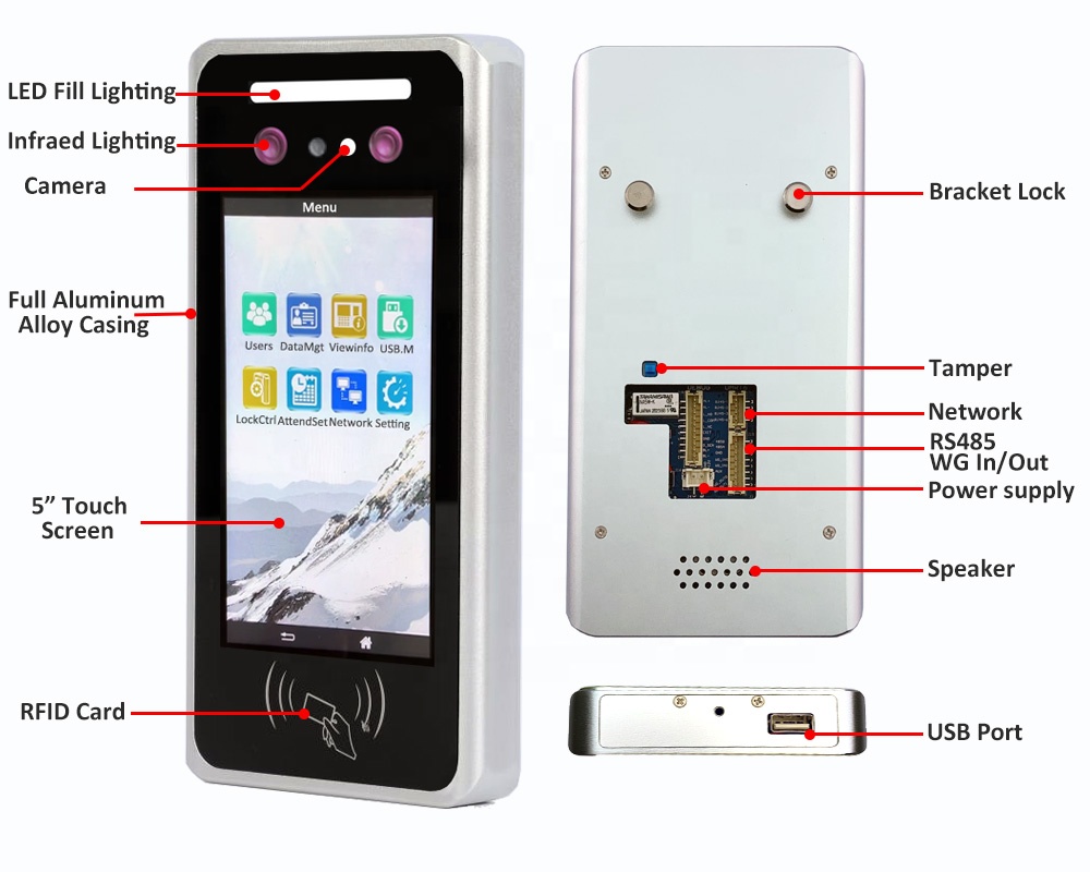 INJES Free Softwares Dynamic Face Recognition Door Lock System Dual AI Camera WG Security Facial Time Attendance Access Control