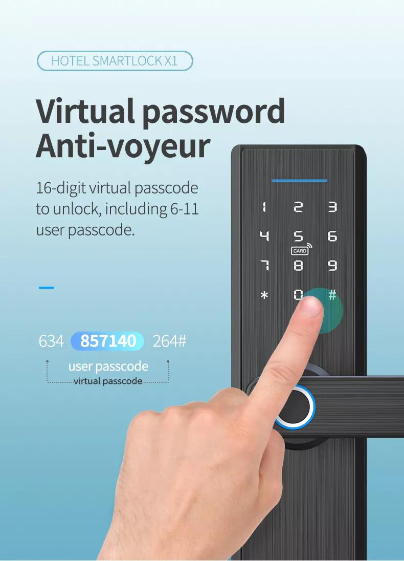 Hardware Digital Handle Smart Mortise Security High Quality Aluminum Apartment Fingerprint Wooden Plywood Patio Bathroom Solid Single Leaf Door Lock