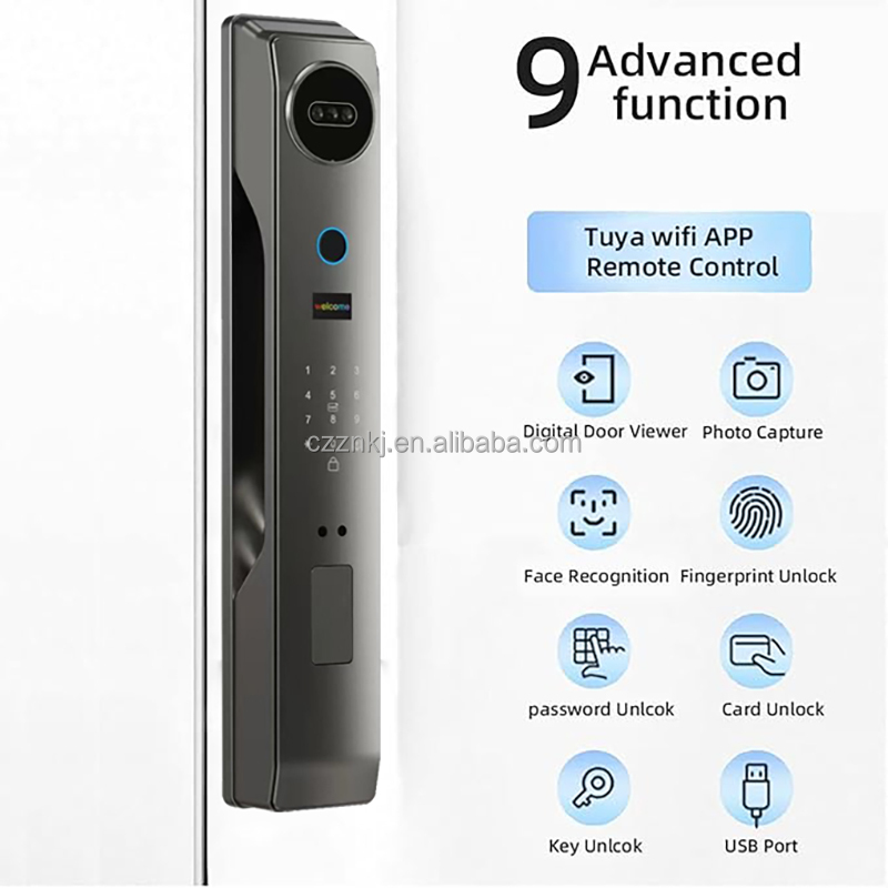 2026 Real Time Monitoring Face Unlock Recognition Biometric Fingerprint Automatic Slim Digital Lock WiFi Aluminum Alloy Cloud
