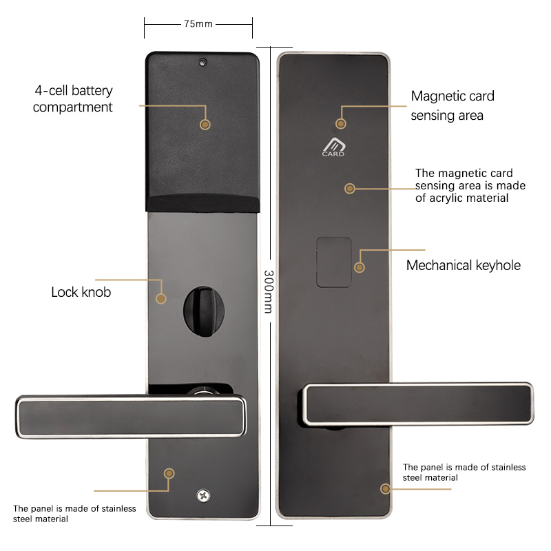 Hot Selling Wholesale Access Control System Smart Card RFID Keyless Entry Stainless Steel Hotel Door Lock Security Cloud Data