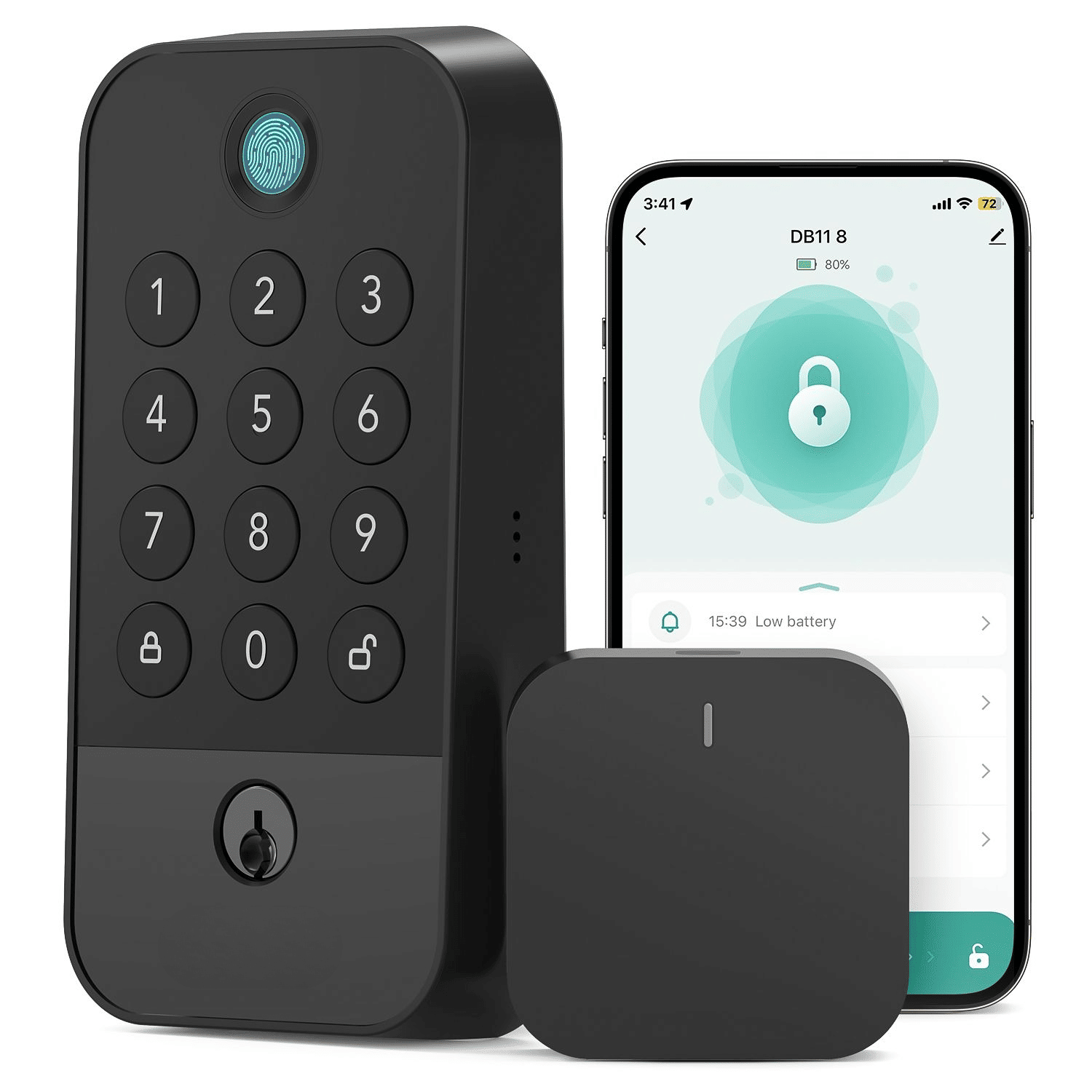 WiFi Smart Deadbolt Lock Fingerprint Keypad Keyless Entry Auto Lock Voice App Remote Control Compatible Black Wood Door