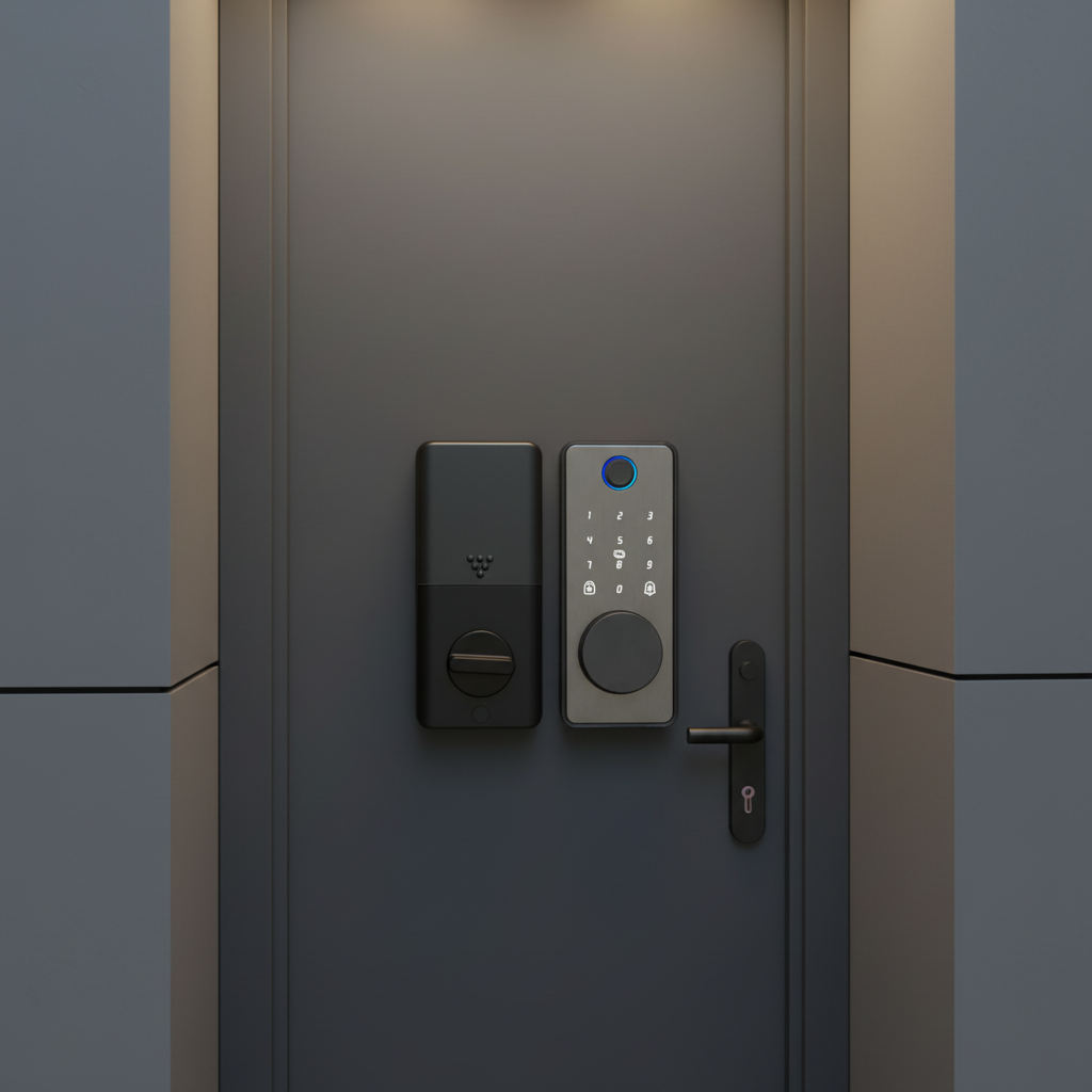 Smart Fingerprint Door Lock Tuya APP Smart Lock Keyless Entry Door Lock with Fingerprint Password Card Bluetooth and IML Finish