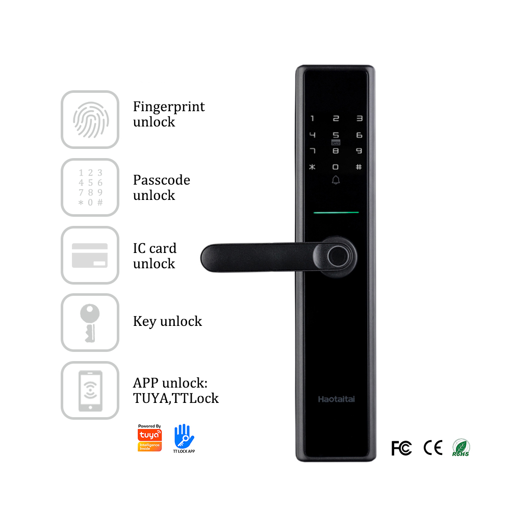YOLOCK Tuya Fingerprint Card Password Key Unlock Fechadura Digital Fcc Certified Smart Door Lock for Wooden Door Aluminum Door