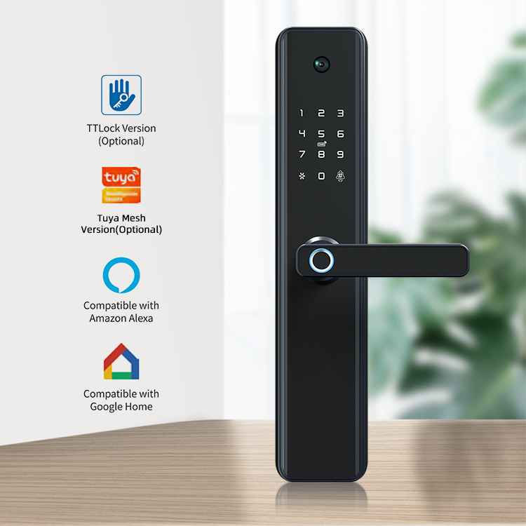 More Popular Keyless Entry Digital Fingerprint Password Tuya App Wifi Smart Door Lock With Camera for Apartment Room