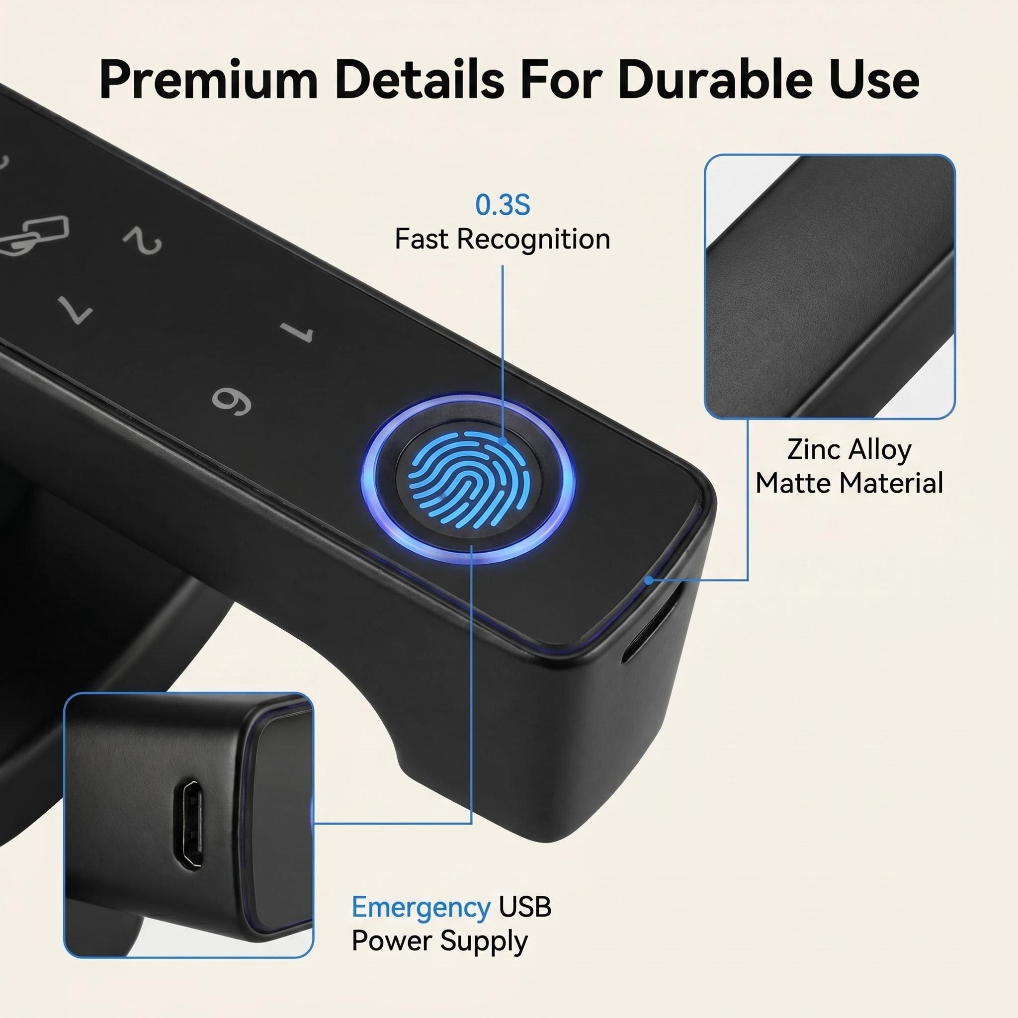 Smart Fingerprint Door Lock Custom Logo Keyless Entry Tuya App Cloud Zinc Alloy Stainless Steel Keypad for Home Office-Factory