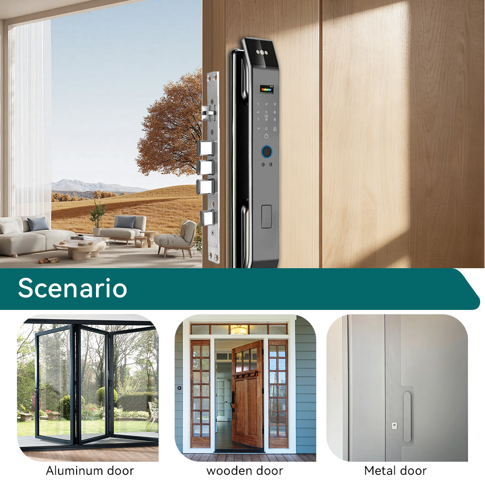3D Face Recognition Door Lock Fully Automatic Electronic Digital Biometric Fingerprint Smart Gate Lock With Facial Scan for Home