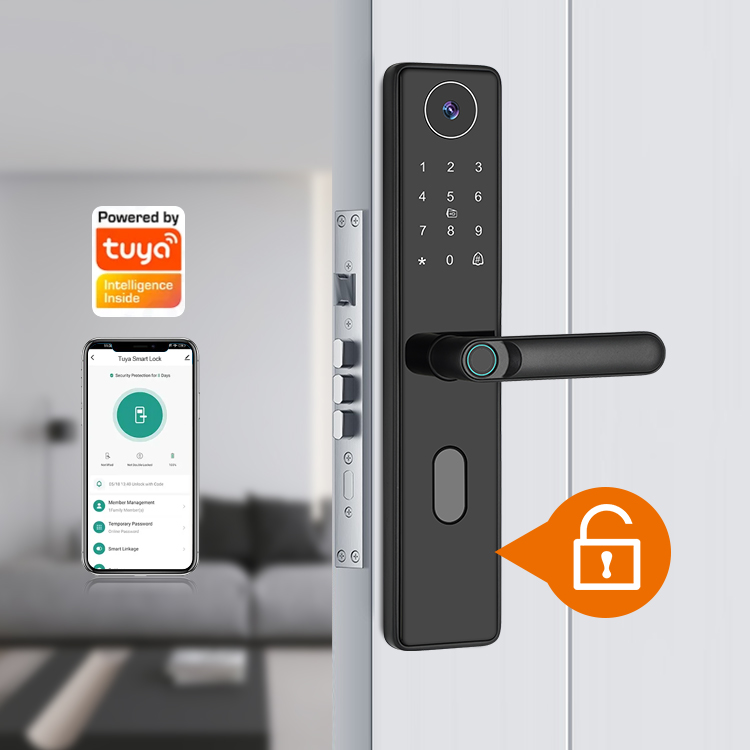 High Quality Waterproof WiFi TUYA App Smart Digital Lock Keyless Deadbolt Lock Electric Handle Front Door Lock With Keypad