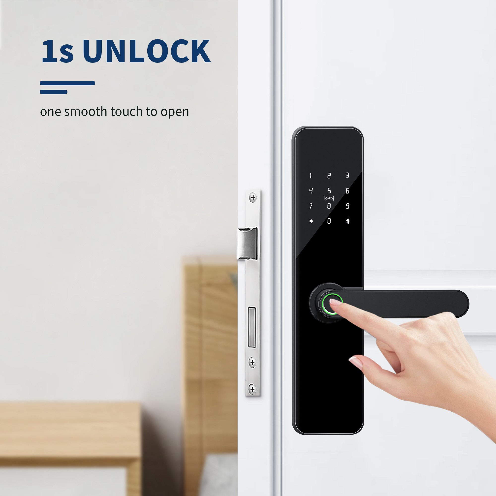 Bluelock Multi-Unlock App Remote Control Keyless Smart Door Lock with Fingerprint Password Unlocking