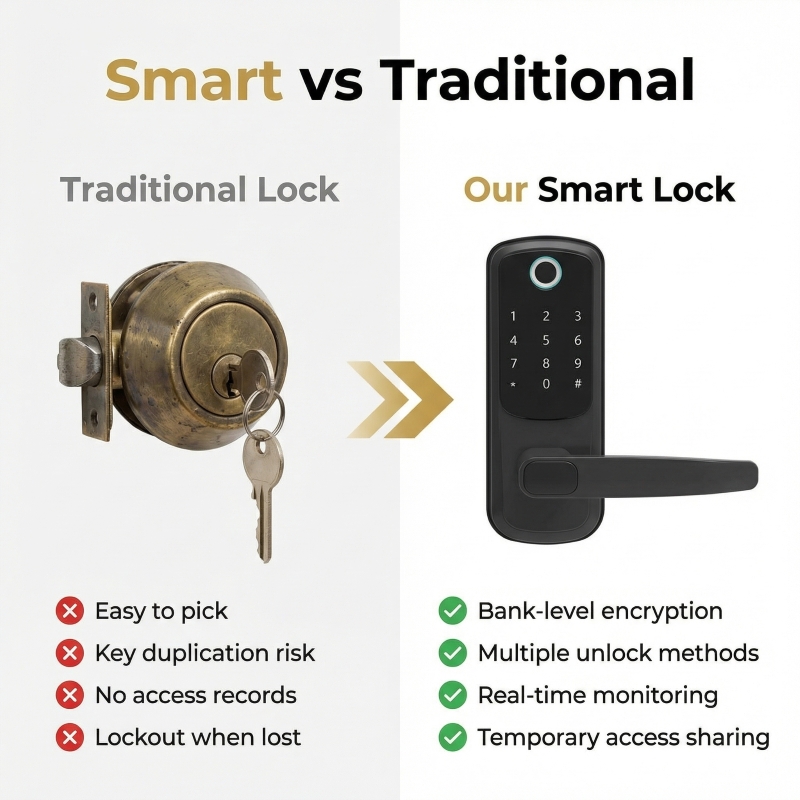 Tuya WiFi TTlock Smart Door Lock Fingerprint Keyless Deadbolt Digital Handle Lock Anti Theft Security for Wooden Door Home Villa