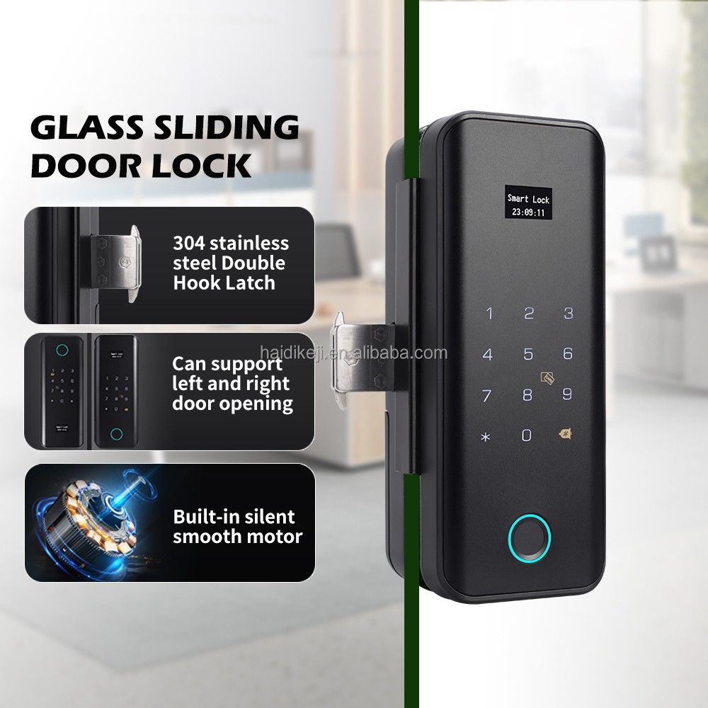 ANDUDU F926 Smart Door Locks Screen Tuya WiFi Waterproof Outdoor Keyless Entry Fingerprint Slide Glass Door Lock Level-B