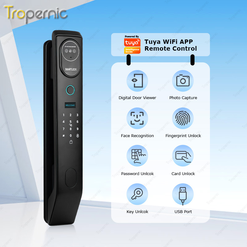 Manufacture Front 3d Facial Recognition Face Id Call Gate Smart Door Lock Video Voice with Camera Fingerprint Door Bell