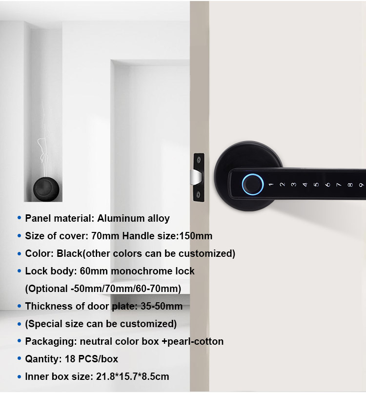 Best Seller Easy Installation APP Management Keypad Smart Door Lock With Handle Fingerprint Door