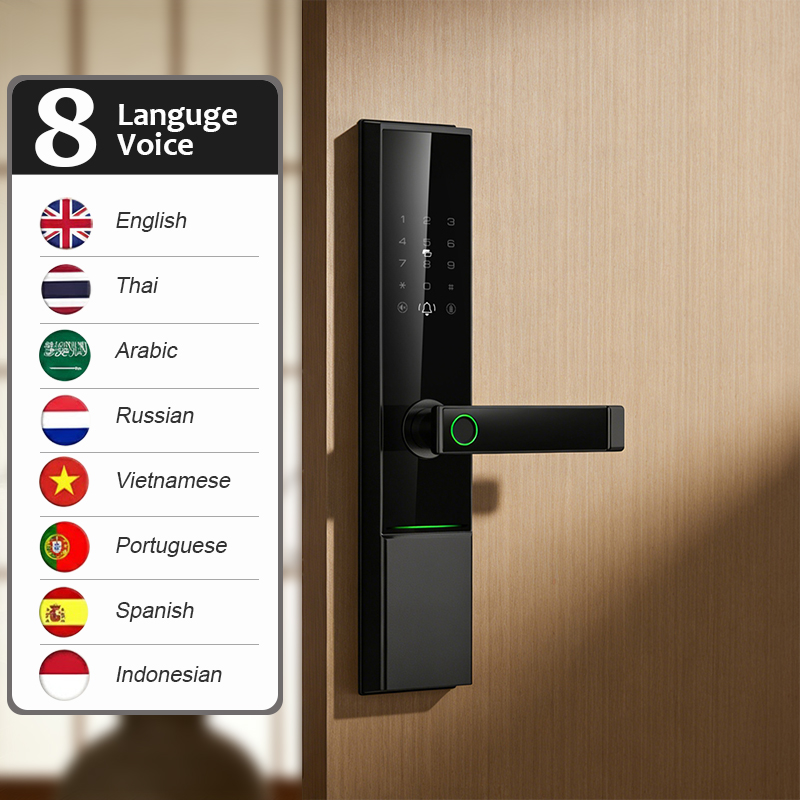 Matte Black Fingerprint Lock Tuya WiFi Smart Door Lock Aluminum Alloy Keyless Entry TTlock Bluetoo Cloud Memory Card Home