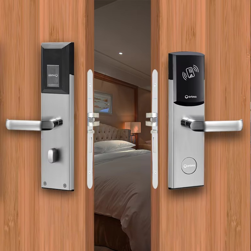 Reliable 75mm Digital Lock ANSI Mortise RFID Card Smart Hotel Door Lock Keyless Stainless Steel for Aluminum Door Aluminum Door Lock