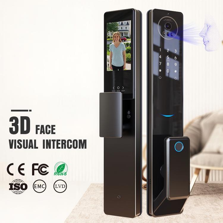 3D Facial Recognition Smart Door Lock AI Biometric Security Lock with Fingerprint Passcode APP Control Anti-Spoofing for Home
