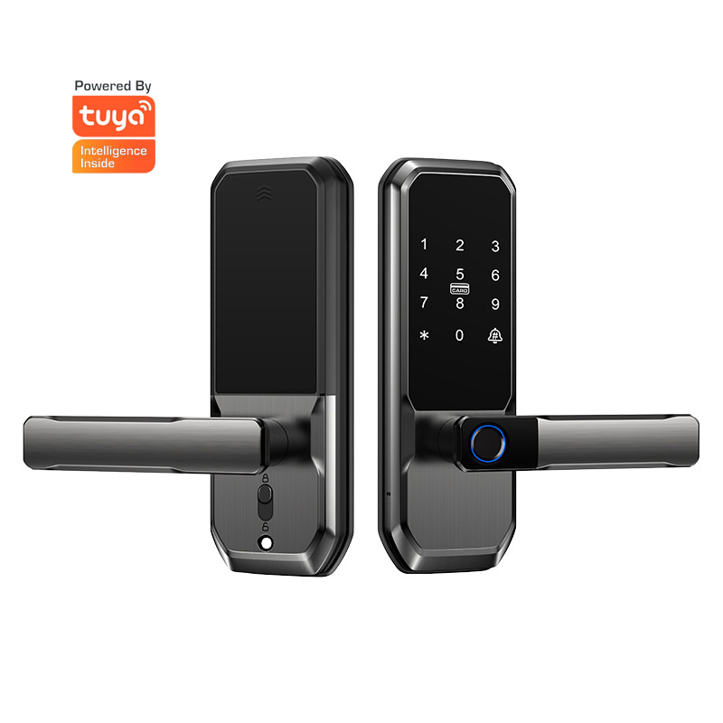 Fingerprint Keyless Entry Door Lock With Handle Card Tuya Password Security Smart Deadbolt Door Lock