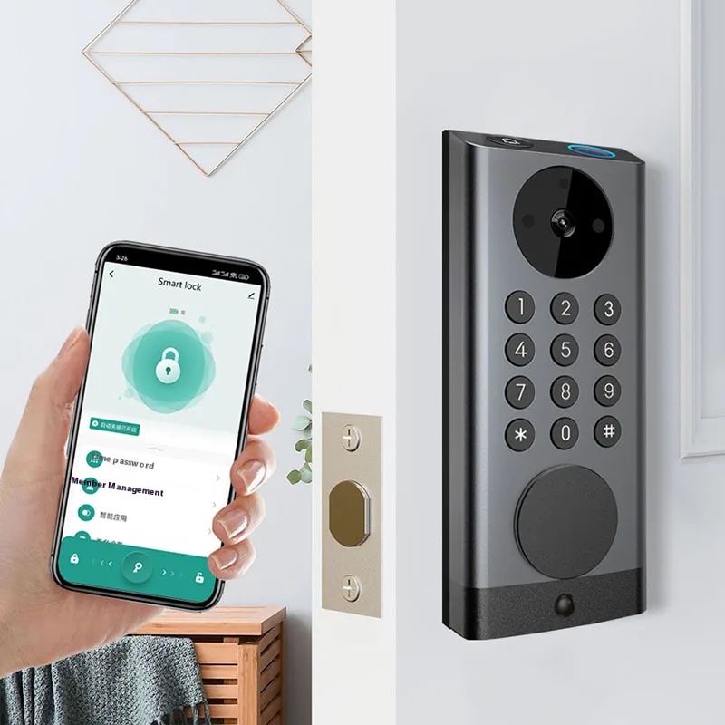 IP68 Waterproof Camera Video Intercom Smart Deadbolt Door Lock Tuya Wifi Alexa Doorbell Fingerprint NFC Code Digital Door Lock