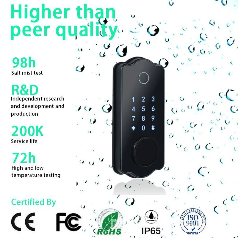 High Security Anti-Peep Code Fingerprint Door Handle WiFi APP Intelligent Digital Smart Door Lock