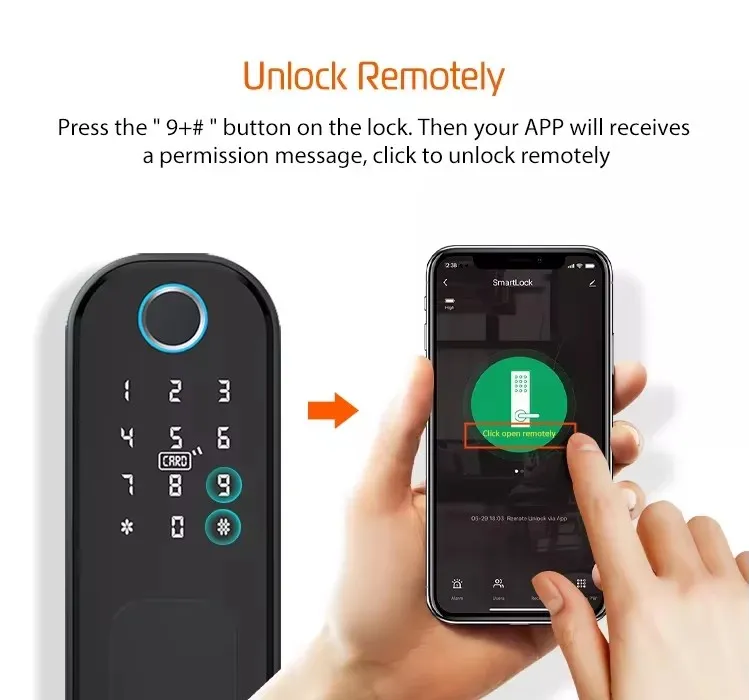 S812 Smart Electric Rim Door Lock with Tuya APP Control WiFi Outdoor Gate Door Double Sided Fingerprint Smart Lock