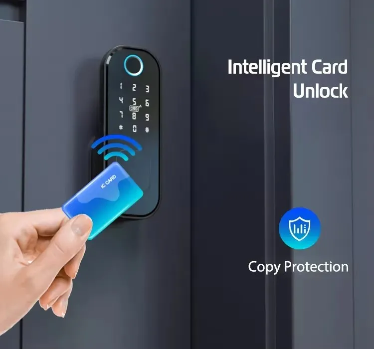S812 Smart Electric Rim Door Lock with Tuya APP Control WiFi Outdoor Gate Door Double Sided Fingerprint Smart Lock