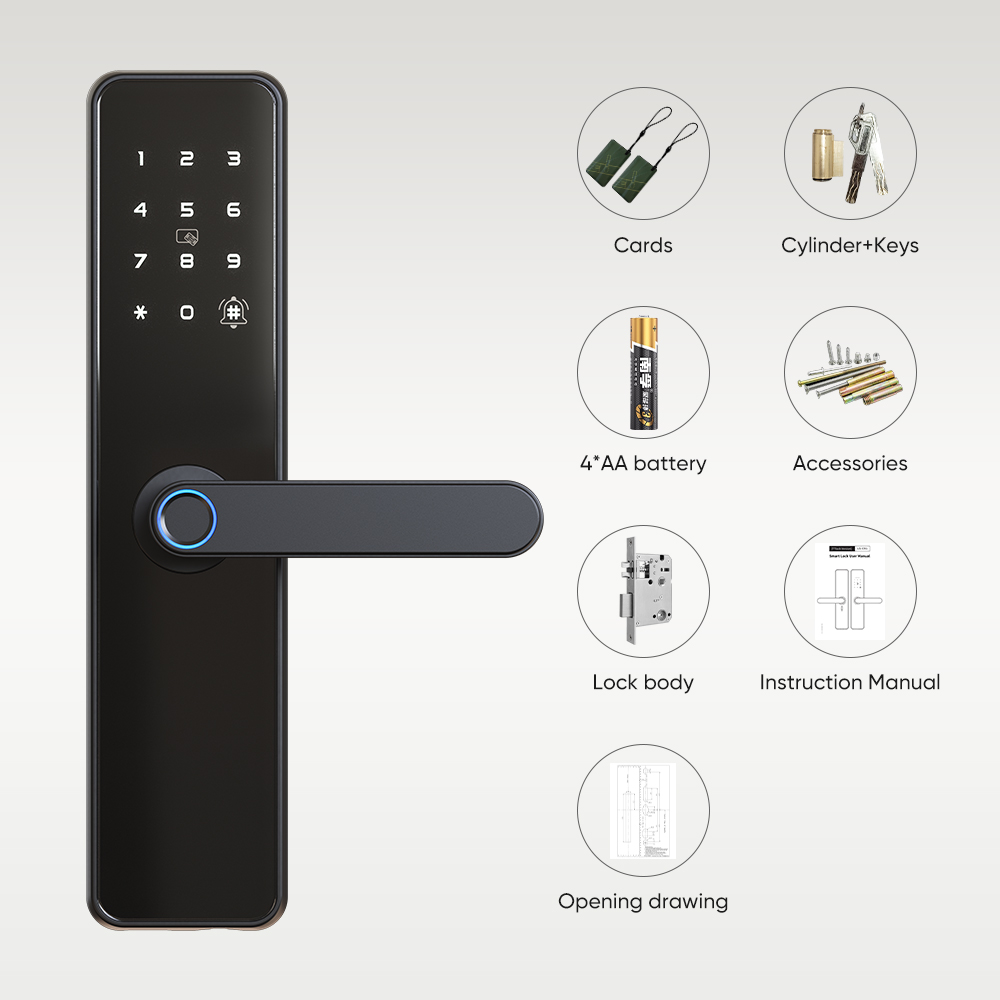 Locstar Security Free Shipping Airbnb Home Cerradura Digital Gold Color Smart Door Lock Work with Alexa for Apartment Buildings