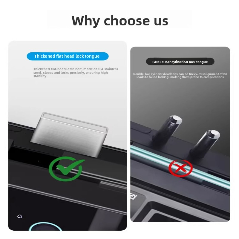 KOB KT-L8000 Glass Door Fingerprint Facial Recognition Smart Lock App Control-No Drilling Required Framed/Frameless