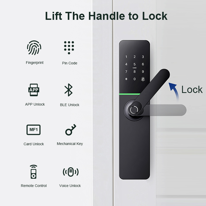 Liliwiise Tuya Ttlock Smart Digital Fingerprint Lock Biometric Lock Rfid Card Wifi App Smart Door Lock