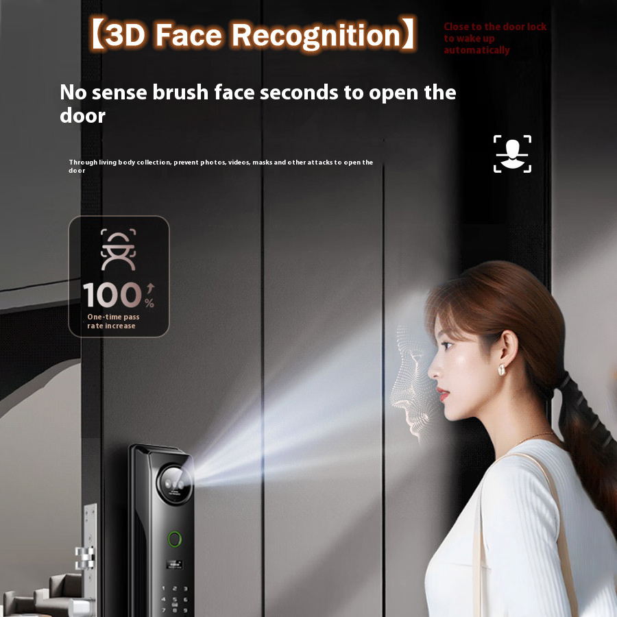 Glomarket Tuya Wifi 3d Face Recongnition Fingerprint Digital Keypad Smart Lock With Video Intercom Function for Door Lock