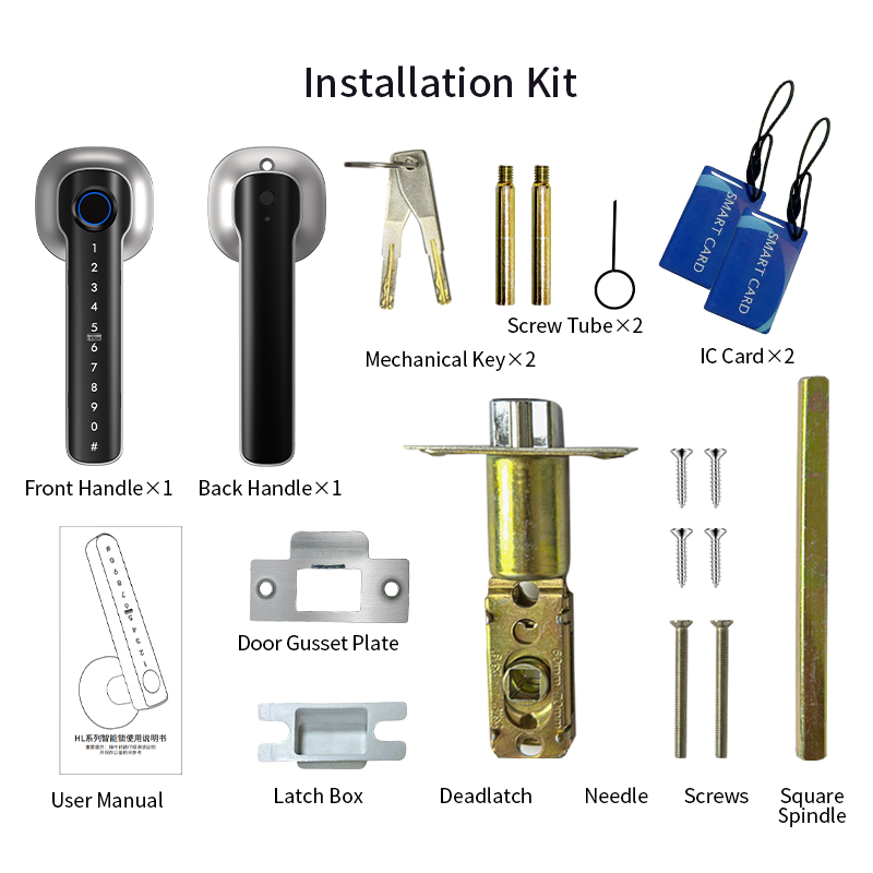 Smart Handle Fingerprint Lock Keyless Entry for Home and Office Aluminum Alloy Door with Cloud Data Storage Option (HL50)