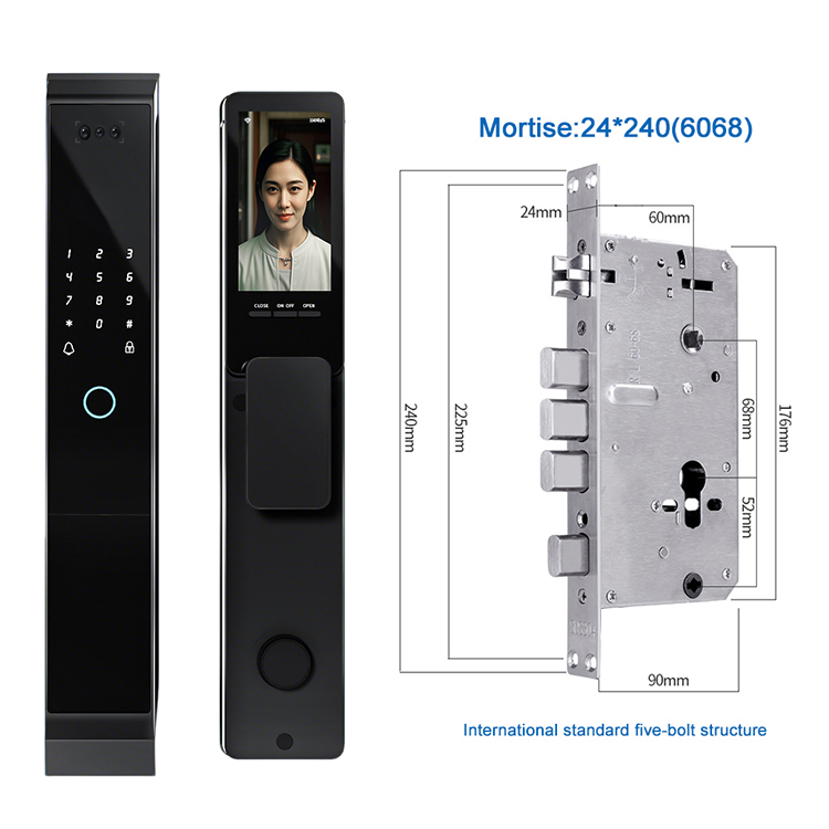 Fully Automatic Anti-theft TTlock 3D Face Smart Locks WiFi Facial Recognition Camera Video Intercom Fingerprint Door Lock