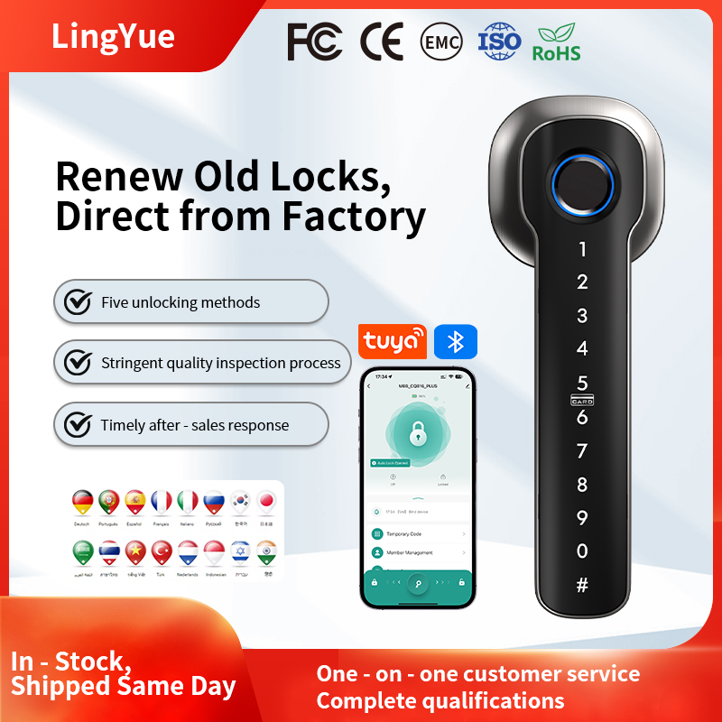 Smart Handle Fingerprint Lock Keyless Entry for Home and Office Aluminum Alloy Door with Cloud Data Storage Option (HL50)