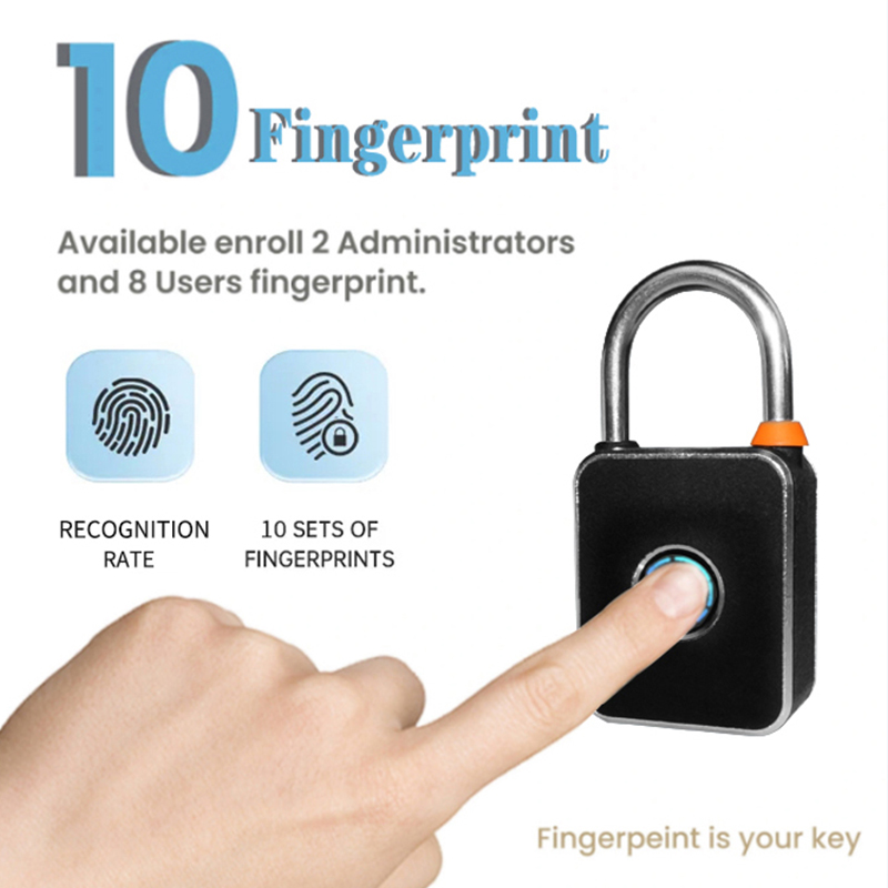 Smart Tuya App Fingerprint Electronic for Door Smart Biometrics Door Lock Waterproof Security Padlock Smart Lock Black