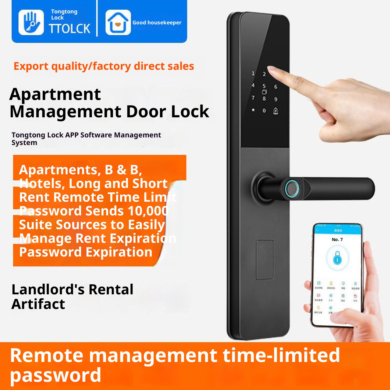 Premium HR Smart Lock Bluetooth Fingerprint Card Lock for Home Apartment Hotel Homestay Rental Room