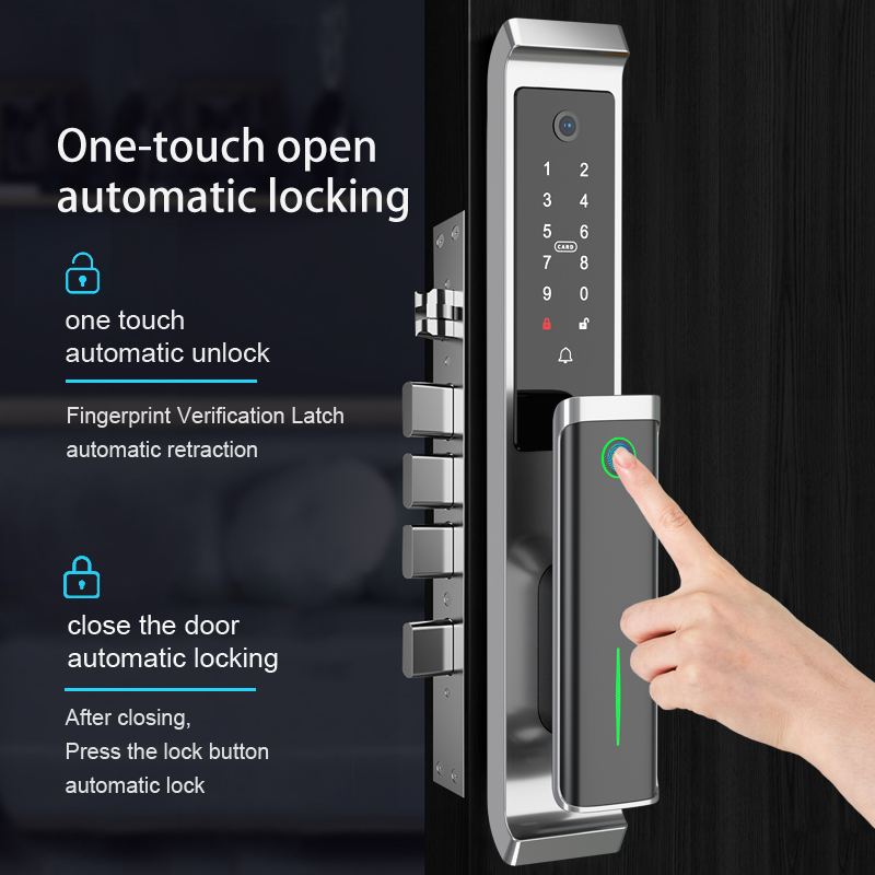 Keyless Entry Door Lock with Camera Biometric Eye Scan Smart TTLOCK APP Wifi Video Cat Eye Finger Scanner Keypad Gate Lock