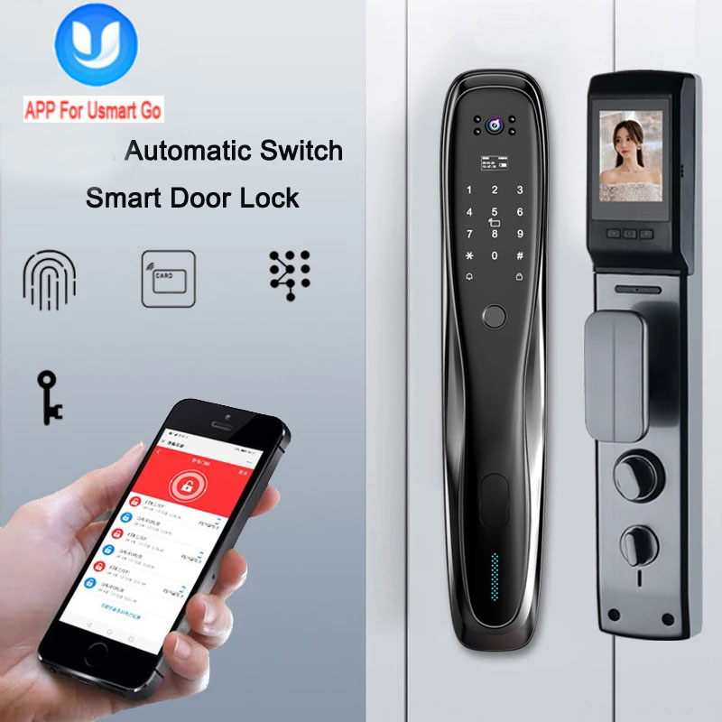 Smart Door Lock With Password Key IC Card Unlock APP Electronic Lock With Camera Biometric Fingerprint Lock Security