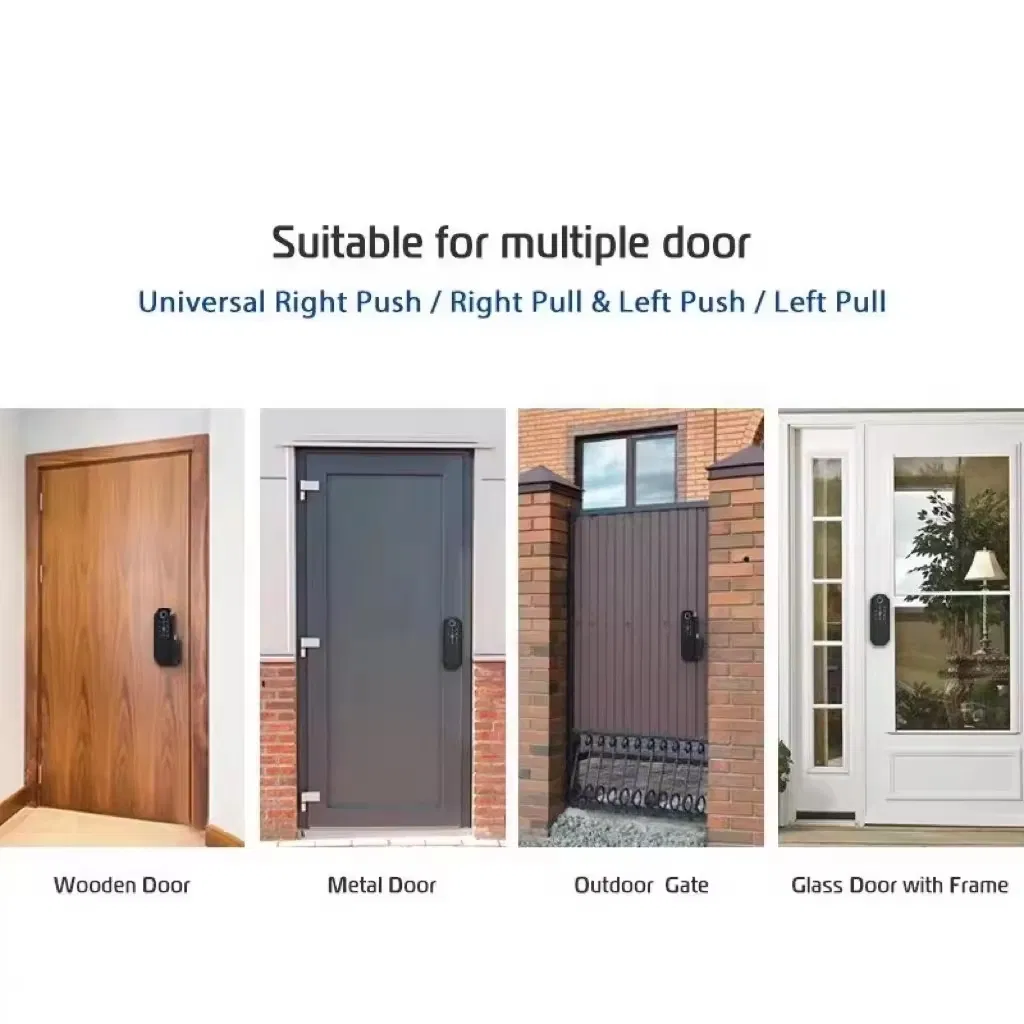 S812 Smart Electric Rim Door Lock with Tuya APP Control WiFi Outdoor Gate Door Double Sided Fingerprint Smart Lock