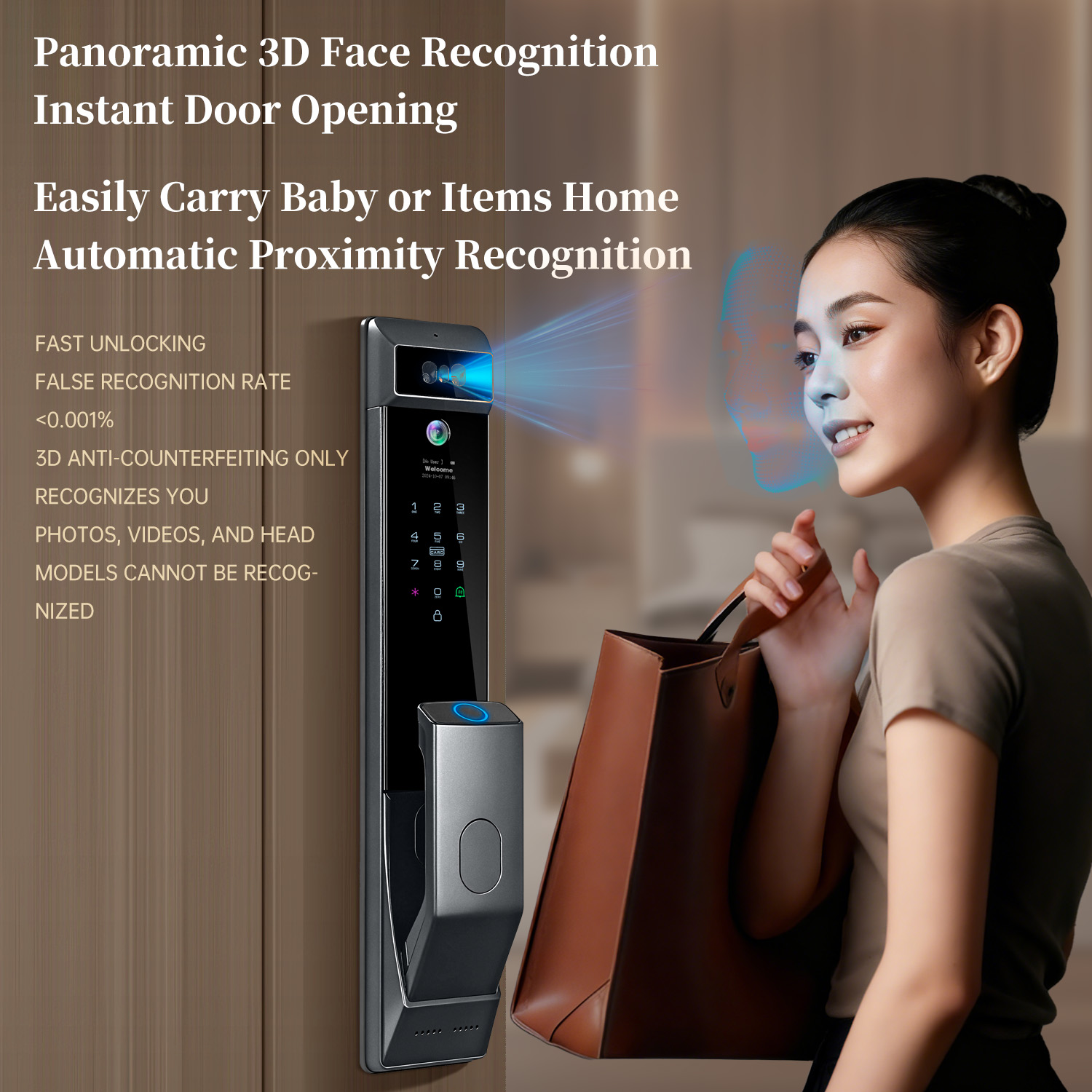 Palm Vein Intelligent Face Recognition Door Lock Digital Biometric Fingerprint Smart Door Lock with Camera