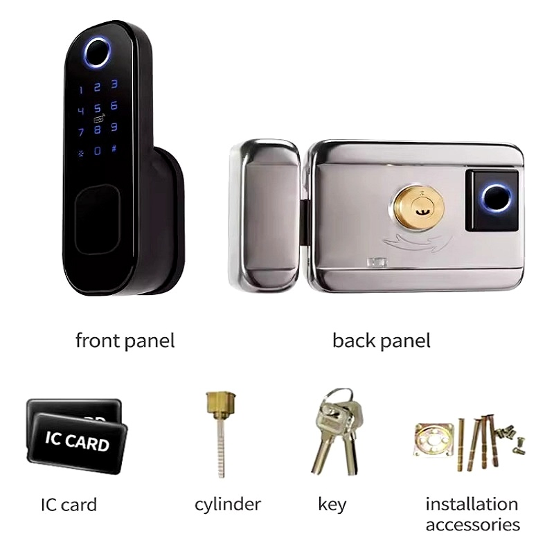 Security Anti-Theft Fingerprint Password Tuya APP Smart Rim Lock Door Locks