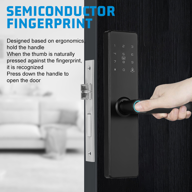Factory Wholesale Tuya Smart Fingerprint Door Lock Password Card Key Unlock Active Security Alarm Wi-Fi Steel Brass Door Cloud