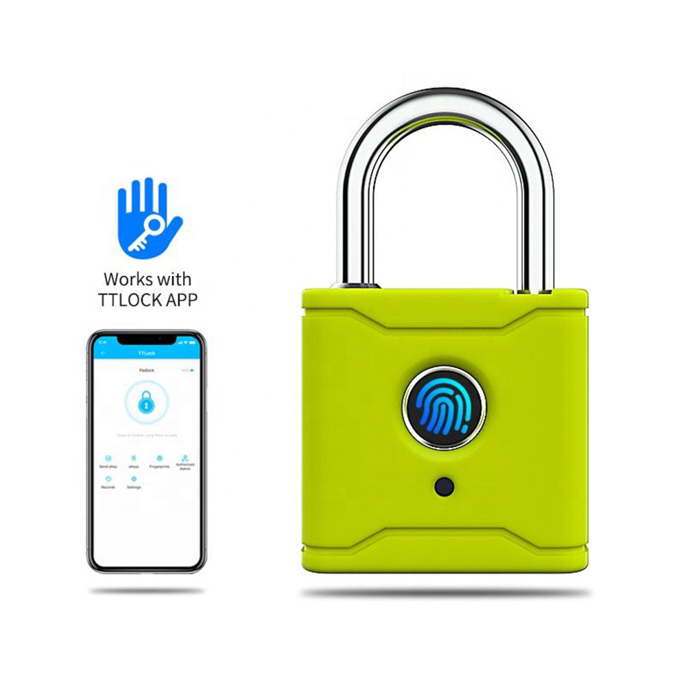 Fingerprint Padlock Shackle Smart Padlock with Mobile APP Outdoor Waterproof Lock Keyless Suitable for Gym Lock and Storage