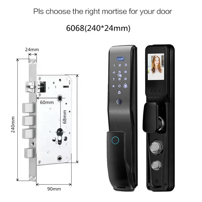 Fully Automatic Biometric Fingerprint &amp; Eye Scanner Smart Door Lock with Camera for Wood Door Memory Card Data Storage Option
