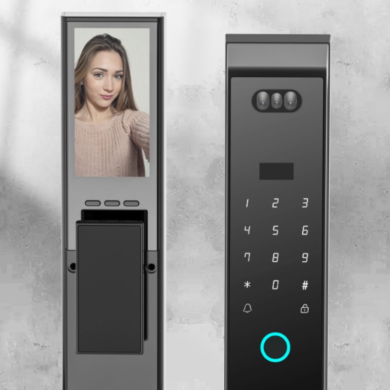 Smart Aluminum Alloy Door Lock with 3D Intercom Biometric Access Control Waterproof Screw Installation for Bedroom &amp; Kitchen Use
