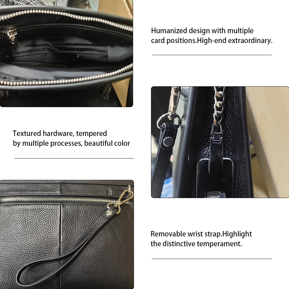 Fingerprint Lock Fashion Real Leather Bag Custom Handbag Men Smart Bag Lock Genuine Leather Smart Fingerprint System Clutch Bag