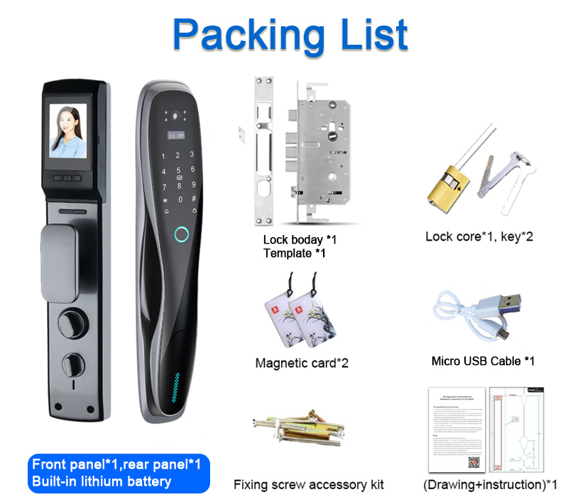 Smart Door Lock With Password Key IC Card Unlock APP Electronic Lock With Camera Biometric Fingerprint Lock Security