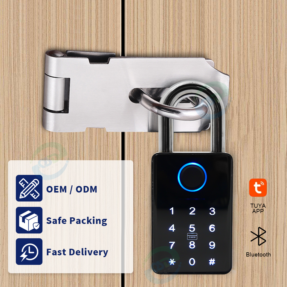 Tuya App Compatible Waterproof Fingerprint Smart Padlock Electronic Password Combination Biometric Smart Lock Enhanced Safety