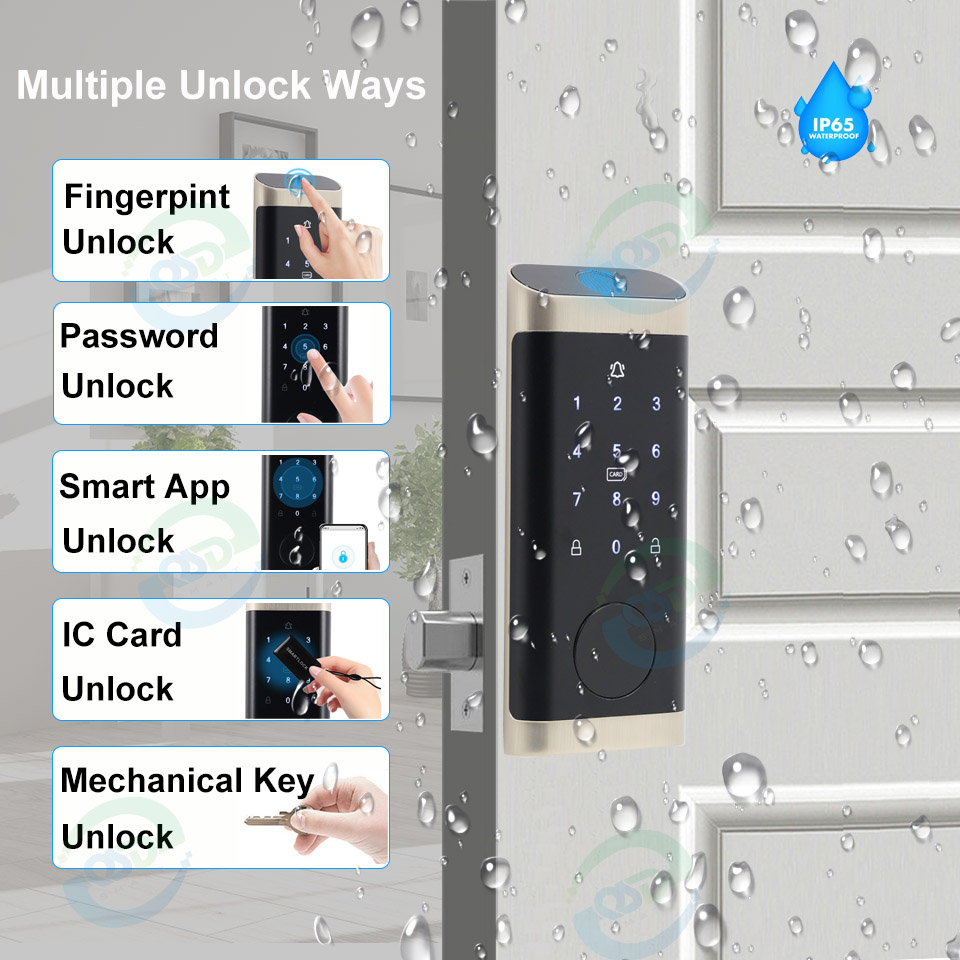 Waterproof Zinc Alloy High Security TTlock Digital Lock WiFi Tuya App Keyless Auto Deadbolt Smart Lock for Steel Door