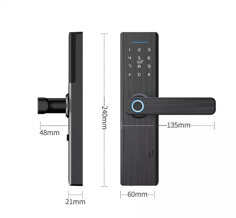 Smart Fingerprint Password Card Touch Intelligent Handle Office Tuya APP Waterproof Outdoor Commercial Parking Cabinet Combination Door Lock